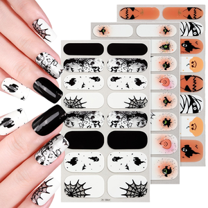 Autocollants 3D pour ongles Halloween, autocollants fins brillants à l'effigie de citrouille, araignée, crâne, pour la décoration de manucure d'automne - Product Image 1