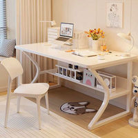 Bureau d'ordinateur simple, bureau à domicile, bureau d'étude, bureau de chambre à coucher, structure en acier, blanc pur, minimaliste