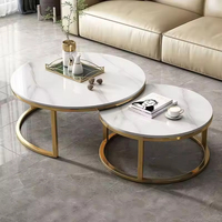 Table basse en marbre de luxe nordique, moderne, en métal blanc et or, meubles de salon imbriqués, écologiques, durables, faciles à assembler