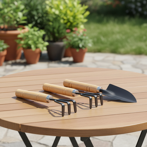 Kit <span class=keywords><strong>de</strong></span> jardinage industriel DIY trois pièces pour mini-succulentes, outils légers en bois et fer, <span class=keywords><strong>pelle</strong></span> à fleurs pour ameublir le sol avec <span class=keywords><strong>manche</strong></span> en fer - Product Image 1