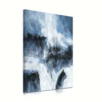 Artree-arte de pared azul con marco de madera, pintura al óleo abstracta hecha a mano, diseño Original, nueva moda