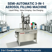 Machine de remplissage semi-automatique d'aérosols 3-en-1 pneumatique pour liquides, gaz, produits imperméabilisants pour tissus, craies en spray et peintures