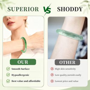 Bozamba Natural Jade <b>Bangle</b> Bracelet <b>Set</b> 3 Pcs Chunky Style For Women Gift - Product Image 3