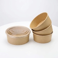 Bol en papier kraft biodégradable écologique de qualité alimentaire, résistant à la graisse et aux fuites, avec séparateur à 2 ou 3 compartiments en PP