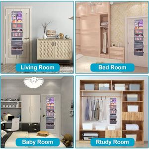 1 Pack Grey 5-<b>Shelf</b> Over Door Hanging Organizer Houseware Storage Bag with Wall Mount Containers - Product Image 6