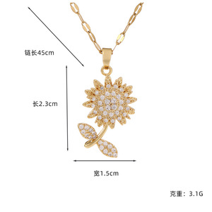 <span class=keywords><strong>Collar</strong></span> <span class=keywords><strong>Giratorio</strong></span> de Acero Inoxidable con Dije de <span class=keywords><strong>Girasol</strong></span> para la Ansiedad para Mujer, <span class=keywords><strong>Collar</strong></span> <span class=keywords><strong>Giratorio</strong></span> con Circonita Antiestrés, Joyería - Product Image 4