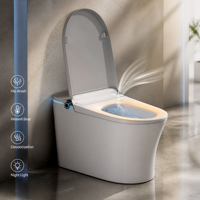 WC intelligent en céramique à poser au sol, allongé, avec siphon, télécommande, siège chauffant, double chasse d'eau, sortie en P, sortie en S