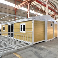 Maison conteneur préfabriquée mobile et extensible à double aile de 20, 30 et 40 pieds avec terrasse pour usage résidentiel, gîtes et hôtels