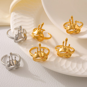 पंक स्टेनलेस स्टील का आकर्षण महिला पुरुषों के लिए खुले दिल की शादी के बैंड फिंगर जोड़े वाटरप्रूफ गहने उपहार - Product Image 2