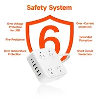 Multiprise 8 prises 2 USB-C 2 USB-A avec interrupteur, prise plate, logo personnalisé OEM usine