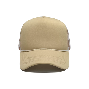 Gorra trucker de malla de 5 paneles personalizada premium con estampado frontal de cuerda y diseño de tablero de ajedrez, ajustable, unisex, para invierno, deportes y ropa urbana, OEM - Product Image 2