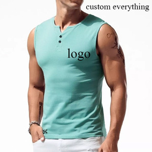 Camisetas Deportivas Personalizadas para Hombre, Cuello Henley sin Botones, Ajuste Delgado, Elásticas, Sin Mangas, de Secado Rápido, Personalizables, de Malla, para Gimnasio - Product Image 2