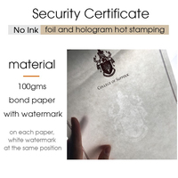 Papier de sécurité personnalisé 8,5x11 pouces 100 g/m² avec filigrane et bordure métallique dorée pour l'impression de certificats et récompenses