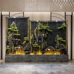 Décorations de paysage de cour de jardin extérieur élégant rideau d'eau en fibre de verre fontaines murales écran coulant rocaille pour - Product Image 5