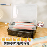 Vente en gros, trousse de rangement multifonctionnelle de grande capacité, boîte à crayons transparente en polyester