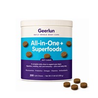 Complément alimentaire à mâcher tout-en-un pour chiens, en gros, OEM, avec glucosamine, probiotiques, oméga et vitamines, sous forme de friandises molles pour chiens