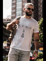 T-shirt graphique minimaliste pour homme, motif pièce d'échecs, blanc, coupe oversize, manches courtes, 180g, coton biologique respirant