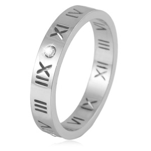 yunnique <b>Titanium</b> Steel <b>Ring</b> Women Roman Numerals 18K Rose Gold Diamond Set Fashion Jewelry Gift - Product Image 4