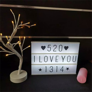 DIY שולחן מנורת אור תיבת חם הודעה לוח Led כרטיסי אותיות סמל לילה אור בית אוהבי שינה קישוט מתנה - Product Image 5