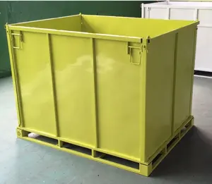 カスタマイズされた亜鉛メッキフォークリフト輸送ポータブル原料再利用可能なスチール製折りたたみ式ボックスパレット収納機器タンク