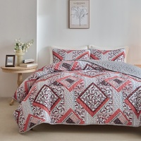 Ensemble de couvre-lit matelassé Versailles Paisley 3 pièces, imprimé numérique, style bohème, en polyester