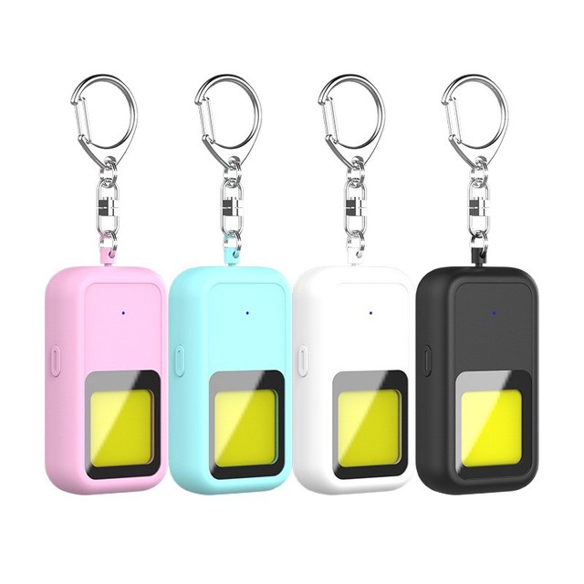 New Rectangle USB Rechargeable Type Large LED Light Women's Safety Portable Self-defense Keychain Anti-wolf Personal Alarm