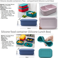 Boîte à lunch en silicone portable, sans BPA, écologique, de qualité alimentaire, pour le stockage des aliments, vente en gros