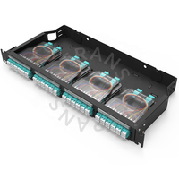 Panel Patch serat optik MPO inti 1U 96 kustom dengan tipe Hybrid fotolistrik semprotan elektrostatis untuk FTTH