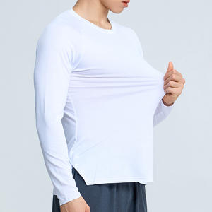 Sisi terpisah kaus elastis kaus lari Fit kering kaus otot binaraga kebugaran untuk pria - Product Image 2