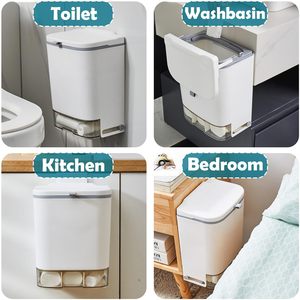 Poubelle suspendue pour armoire, poubelle murale pour cuisine, petite poubelle pliable avec couvercle, en vrac - Product Image 6