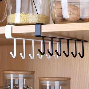Support de crochets de cuisine à suspendre sous l'armoire, <span class=keywords><strong>porte</strong></span>-ustensiles à crochets pour placard, support de crochets sans perçage pour <span class=keywords><strong>porte</strong></span> d'armoire - Product Image 4