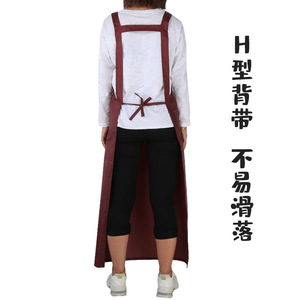 Korean Style Bib Apron Double Shoulder Solid Color Waterproof Oil Resistant Work Wear Adult Unisex Kitchen Apron - Product Image 4