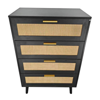 Commode en rotin à 4 tiroirs commode en rotin coffre à tiroirs meubles grands commodes de rangement armoire organisateur unité pour salon chambre noir