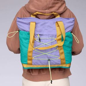 <b>Custom</b> Fashion 2-in-1 Everyday Tote Backpack Sport Gym Hiking Carry-on Tote Unisex Convertible Handbag Colorblock Tote Bag - Product Image 1