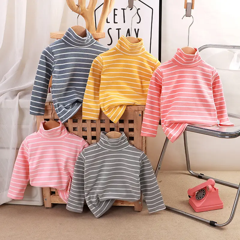 Wholesale Good Price Stripe Warm Long Sleeves High Neck Children Top Soft And Comfortable Baby Sweater