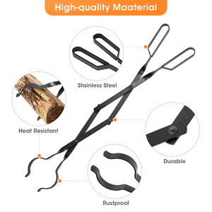 New Folding Iron <strong>Fire</strong> Hook Tongs &amp; Log Grabber for Outdoor Campfire Fireplace Heavy Duty - Product Image 4