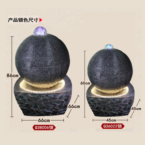 Fuente de agua esférica Feng Shui, artesanía de resina, adorno decorativo redondo para interiores, para hotel o club. - Product Image 2