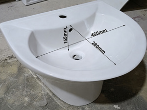 Lavabos <span class=keywords><strong>de</strong></span> Baño <span class=keywords><strong>de</strong></span> Cerámica <span class=keywords><strong>de</strong></span> Estilo Moderno, Lavabo Irregular Suspendido en la Pared con Desagüe, Montaje <span class=keywords><strong>de</strong></span> Grifo <span class=keywords><strong>de</strong></span> un Solo Orificio, para Hotel o Villa - Product Image 5
