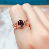 Ensemble de bagues en quartz fumé naturel très prisé avec ornements en cristal rond et en forme de goutte en argent S925