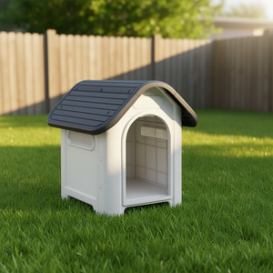 Casa para Perros de Plástico Gris de 23.2x29.5x26 Pulgadas, Muebles para Mascotas de Exterior, para Razas Medianas, para Todas las Estaciones, Estilo Moderno - Product Image 3