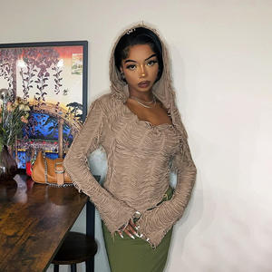 Women's Casual Fashion New <strong>Top</strong> Long Sleeve Tassel Sexy <strong>Cleavage</strong> <strong>Tops</strong> - Product Image 3