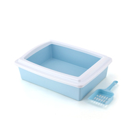 Bac à litière rectangulaire Semi-fermé pour chat, litière, toilette en plastique, avec pelle, bac à litière, pour animaux de compagnie