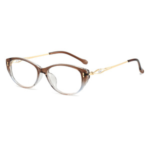 Cat Eye Women <b>Eyeglasses</b> <b>Frames</b> Full Rim Solid Pattern Black Gold Accent Anti Uv Lightweight 2025 6021 - Product Image 3