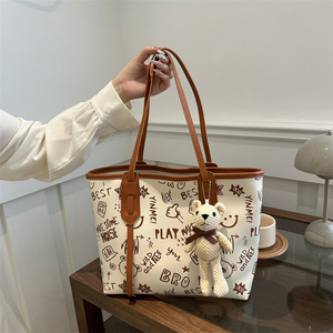 Borsa con chiusura a Zip di alta qualità da donna in pelle di alta qualità 2025 stile Vintage borsetta con chiusura a mano a due manici Design alla moda <span class=keywords><strong>Graffiti</strong></span> - Product Image 4