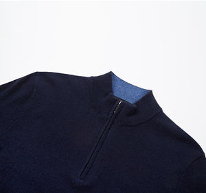 Мужской <span class=keywords><strong>100%</strong></span> однотонный вязаный однотонный пуловер на молнии - Product Image 2