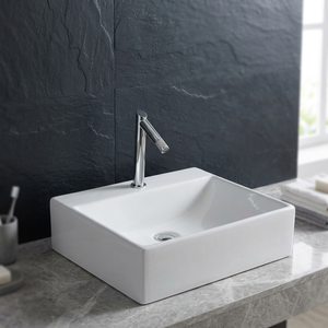 White Designer Ceramic <b>Table</b> Top Wash Basin Porcelain Vessel Bathroom Sink Lavabo for Modern Vanity - Product Image 6