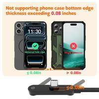Cable de Carga Tipo-C Invisible con Soporte, Carga Súper Rápida de 240W, Cable de Carga 2 en 1 y Soporte para Teléfono para Juegos y Viajes en Auto