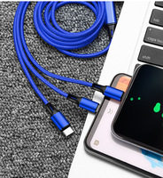 Cable de Datos USB-A 3 en 1 de Nailon Tejido, Conectores Micro, Logotipo Personalizado, Cable de Carga Rápida para Teléfono Móvil, Venta al Por Mayor