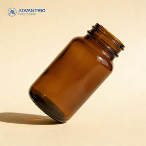 Amber Capsule Pil Lege Flessen Verpakking Brede Mond Glazen Fles Met Dop - Product Image 1