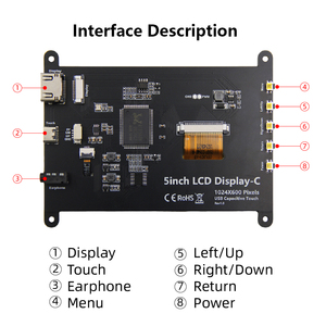 หน้าจอสัมผัสขนาด5นิ้วสำหรับ Raspberry Pi รุ่น C, หน้าจอ HD ขนาด1024x600 IPS พร้อมพอร์ต HD-MI - Product Image 2